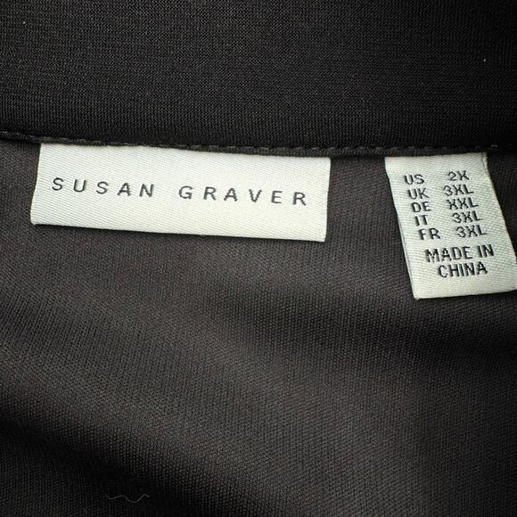 SUSAN GRAVER Women's 2X Black LK Fusion Button-Front‎ 3/4 Sleeve Jacket Blazer - Picture 4 of 10